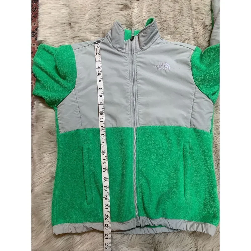 The North Face Girls Denali jacket green and gray zip up fleece Large